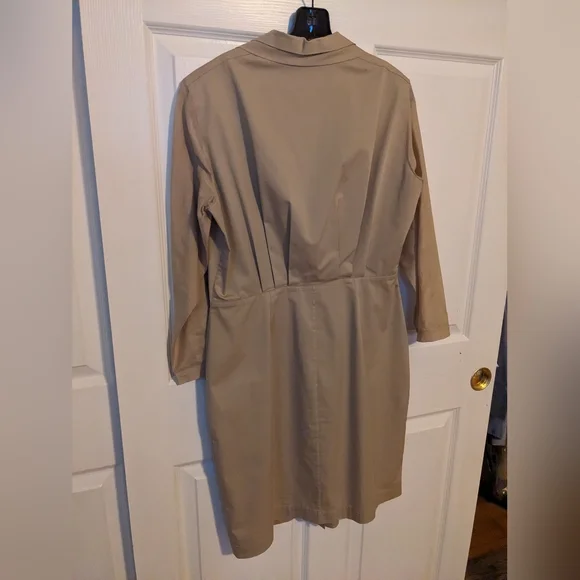 Elie Tahari Khaki Tie Waist Shirt Dress, Sz 8 - Picture 8 of 8